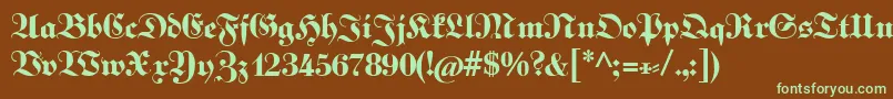 Fettekabinettfraktur Font – Green Fonts on Brown Background