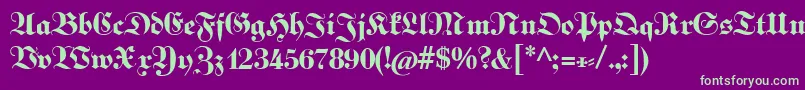 Fettekabinettfraktur Font – Green Fonts on Purple Background