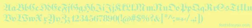 Fettekabinettfraktur Font – Green Fonts on Yellow Background