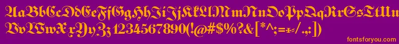 Fettekabinettfraktur Font – Orange Fonts on Purple Background