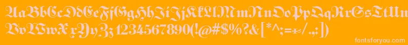 Fettekabinettfraktur-Schriftart – Rosa Schriften auf orangefarbenem Hintergrund
