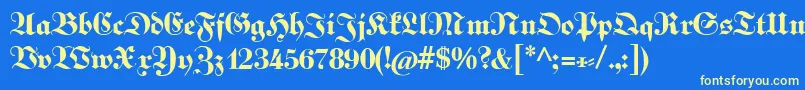 Fettekabinettfraktur Font – Yellow Fonts on Blue Background