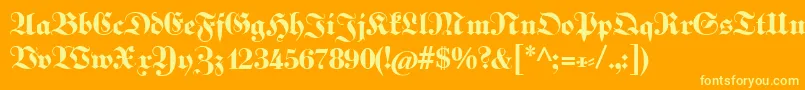 Fettekabinettfraktur Font – Yellow Fonts on Orange Background