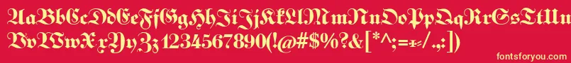Fettekabinettfraktur Font – Yellow Fonts on Red Background