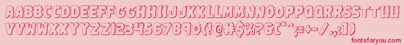 Johnnytorch3D-Schriftart – Rote Schriften auf rosa Hintergrund