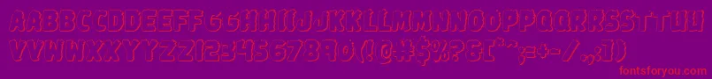 Johnnytorch3D-Schriftart – Rote Schriften auf violettem Hintergrund