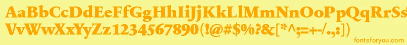 フォントSabonnextLtBlack – オレンジの文字が黄色の背景にあります。