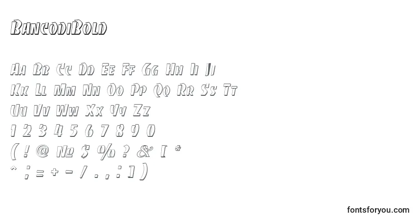 Schriftart BancodiBold – Alphabet, Zahlen, spezielle Symbole