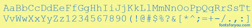 フォントCour0 – 青い文字が黄色の背景にあります。