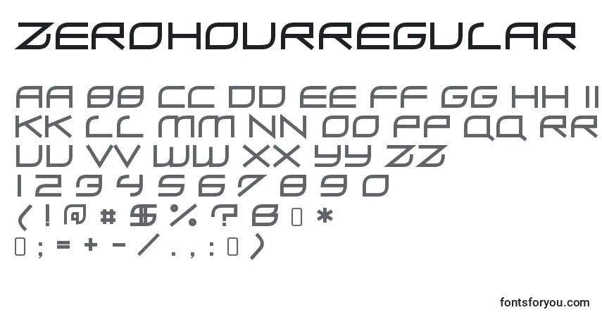 A fonte ZerohourRegular – alfabeto, números, caracteres especiais