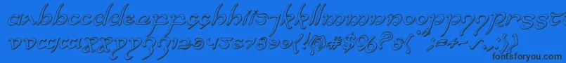 Halfelven3Dital-Schriftart – Schwarze Schriften auf blauem Hintergrund