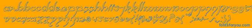 Halfelven3Dital-Schriftart – Blaue Schriften auf orangefarbenem Hintergrund