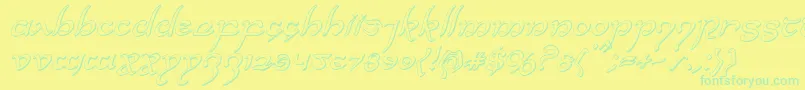 Halfelven3Dital Font – Green Fonts on Yellow Background