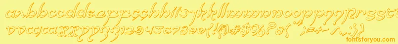 Halfelven3Dital Font – Orange Fonts on Yellow Background