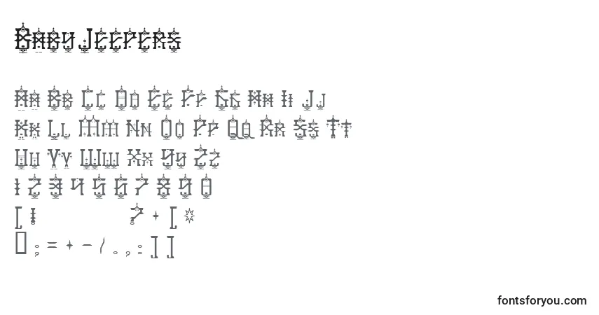 Czcionka BabyJeepers – alfabet, cyfry, specjalne znaki