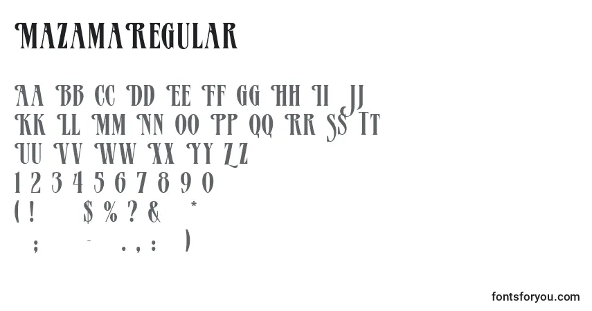 Шрифт MazamaRegular – алфавит, цифры, специальные символы