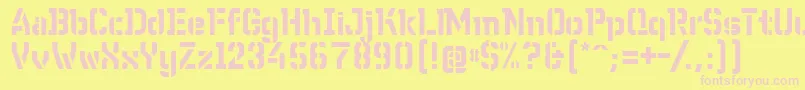 WcWunderbach-fontti – vaaleanpunaiset fontit keltaisella taustalla