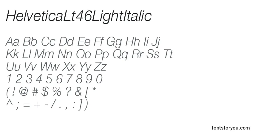 Schriftart HelveticaLt46LightItalic – Alphabet, Zahlen, spezielle Symbole