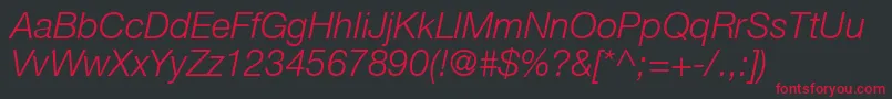 フォントHelveticaLt46LightItalic – 黒い背景に赤い文字