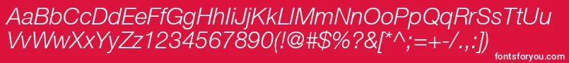HelveticaLt46LightItalic Font – White Fonts on Red Background