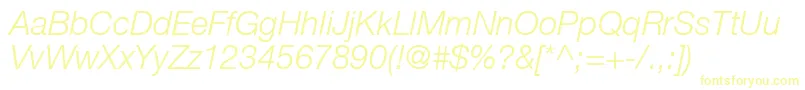 HelveticaLt46LightItalic-fontti – keltaiset fontit