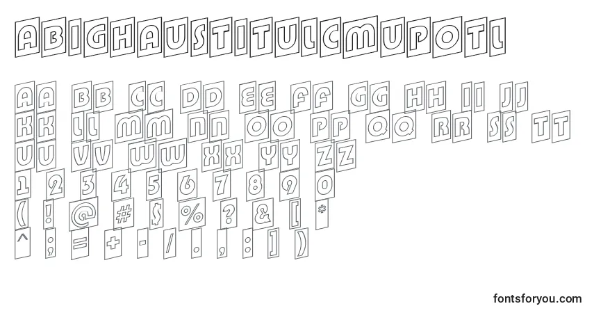 A fonte ABighaustitulcmupotl – alfabeto, números, caracteres especiais