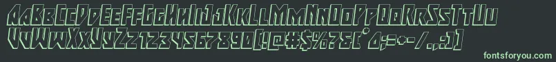 Majorforce3Dital-fontti – vihreät fontit mustalla taustalla