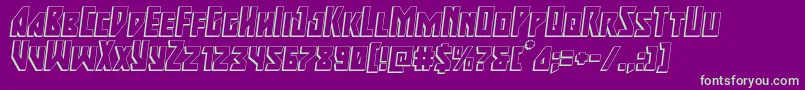 Majorforce3Dital-Schriftart – Grüne Schriften auf violettem Hintergrund