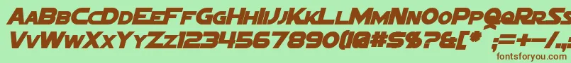 SigmaFiveMarqueeBoldItalic Font – Brown Fonts on Green Background