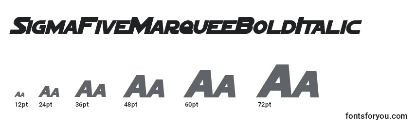 SigmaFiveMarqueeBoldItalic Font Sizes
