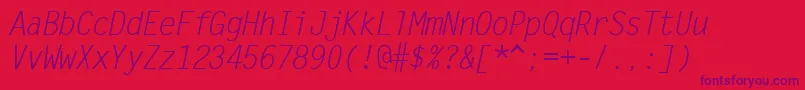 フォントSandyIiItalic – 赤い背景に紫のフォント