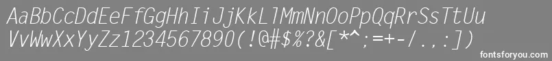 Czcionka SandyIiItalic – białe czcionki na szarym tle