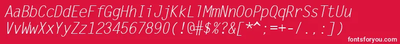 SandyIiItalic-fontti – valkoiset fontit punaisella taustalla