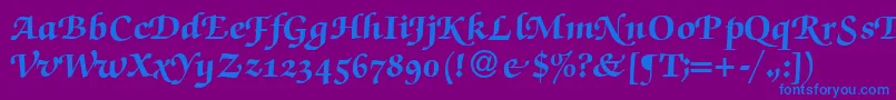Шрифт ZabriskiescriptswashHeavyRegular – синие шрифты на фиолетовом фоне