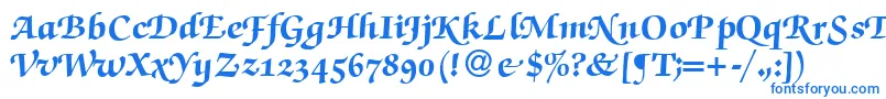 フォントZabriskiescriptswashHeavyRegular – 白い背景に青い文字