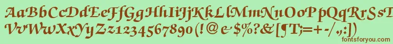 ZabriskiescriptswashHeavyRegular-Schriftart – Braune Schriften auf grünem Hintergrund