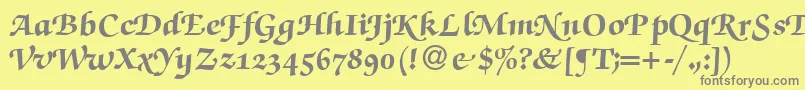 フォントZabriskiescriptswashHeavyRegular – 黄色の背景に灰色の文字