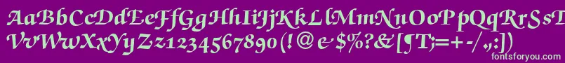 Шрифт ZabriskiescriptswashHeavyRegular – зелёные шрифты на фиолетовом фоне