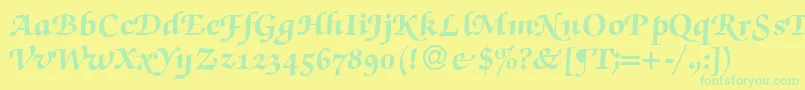 Fonte ZabriskiescriptswashHeavyRegular – fontes verdes em um fundo amarelo
