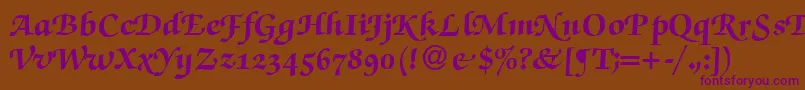フォントZabriskiescriptswashHeavyRegular – 紫色のフォント、茶色の背景