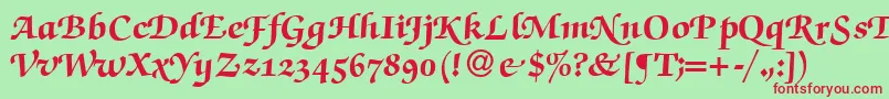 ZabriskiescriptswashHeavyRegular Font – Red Fonts on Green Background
