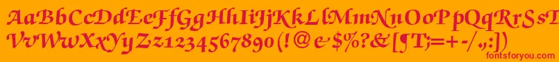ZabriskiescriptswashHeavyRegular-Schriftart – Rote Schriften auf orangefarbenem Hintergrund