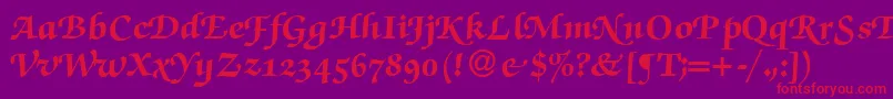 ZabriskiescriptswashHeavyRegular-fontti – punaiset fontit violetilla taustalla