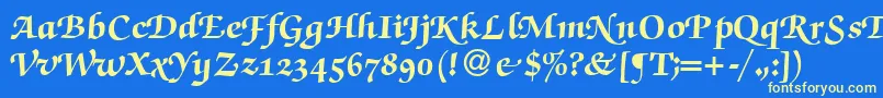 ZabriskiescriptswashHeavyRegular-fontti – keltaiset fontit sinisellä taustalla