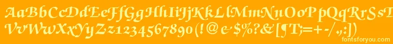 Шрифт ZabriskiescriptswashHeavyRegular – жёлтые шрифты на оранжевом фоне
