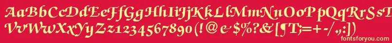 Шрифт ZabriskiescriptswashHeavyRegular – жёлтые шрифты на красном фоне