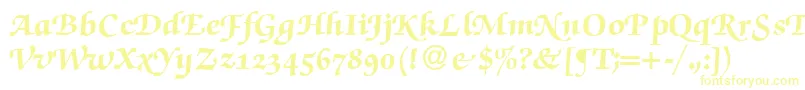 フォントZabriskiescriptswashHeavyRegular – 白い背景に黄色の文字