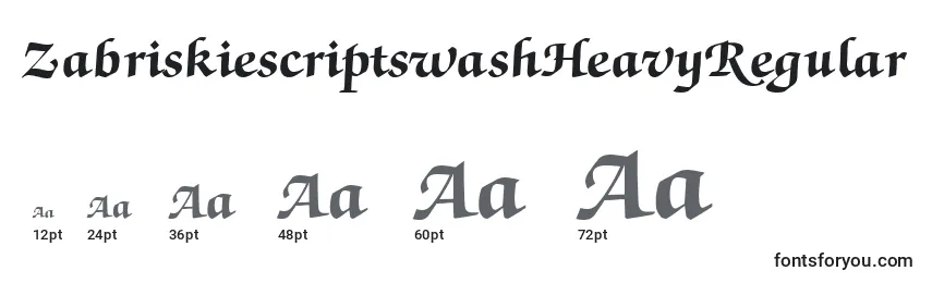 Größen der Schriftart ZabriskiescriptswashHeavyRegular