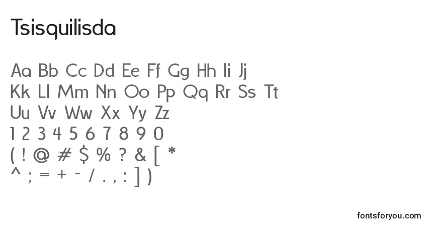 A fonte Tsisquilisda – alfabeto, números, caracteres especiais