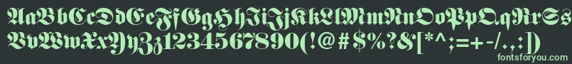 Fettefrakturltstd Font – Green Fonts on Black Background